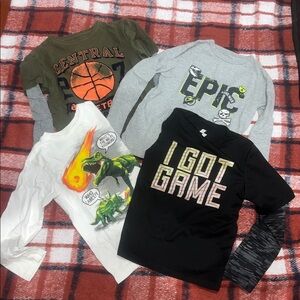 Boys Youth Size 5/6 Long Sleeve Tee Bundle Pack (4 long sleeve tees included)